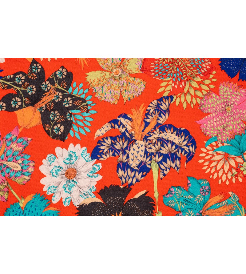 Kimono Flowers-Fond Rouge