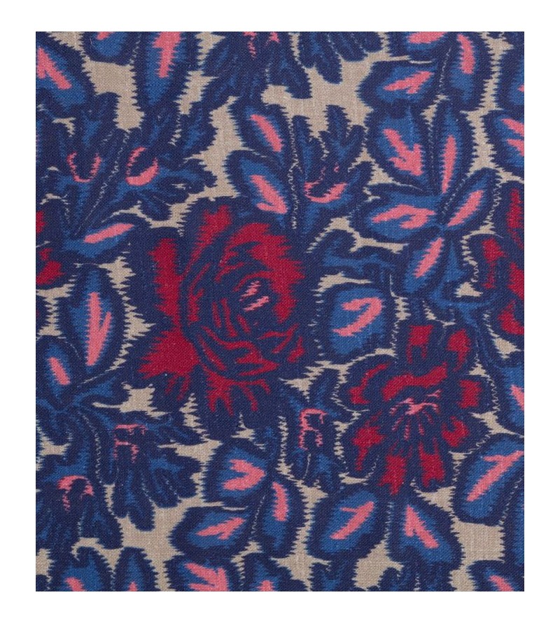 Jardin D'Ikat-Bleu/Rose Sur Lin