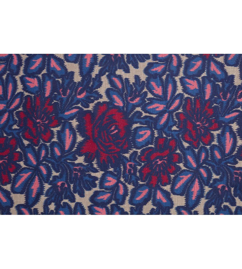 Jardin D'Ikat-Bleu/Rose Sur Lin