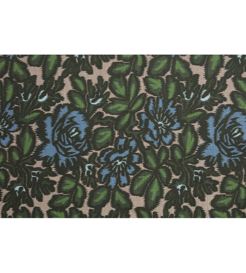 Jardin D'Ikat-Vert/Bleu Sur Lin