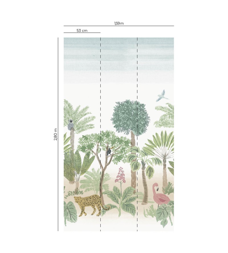 Panoramique Jungle Naive 3 Les Vert...