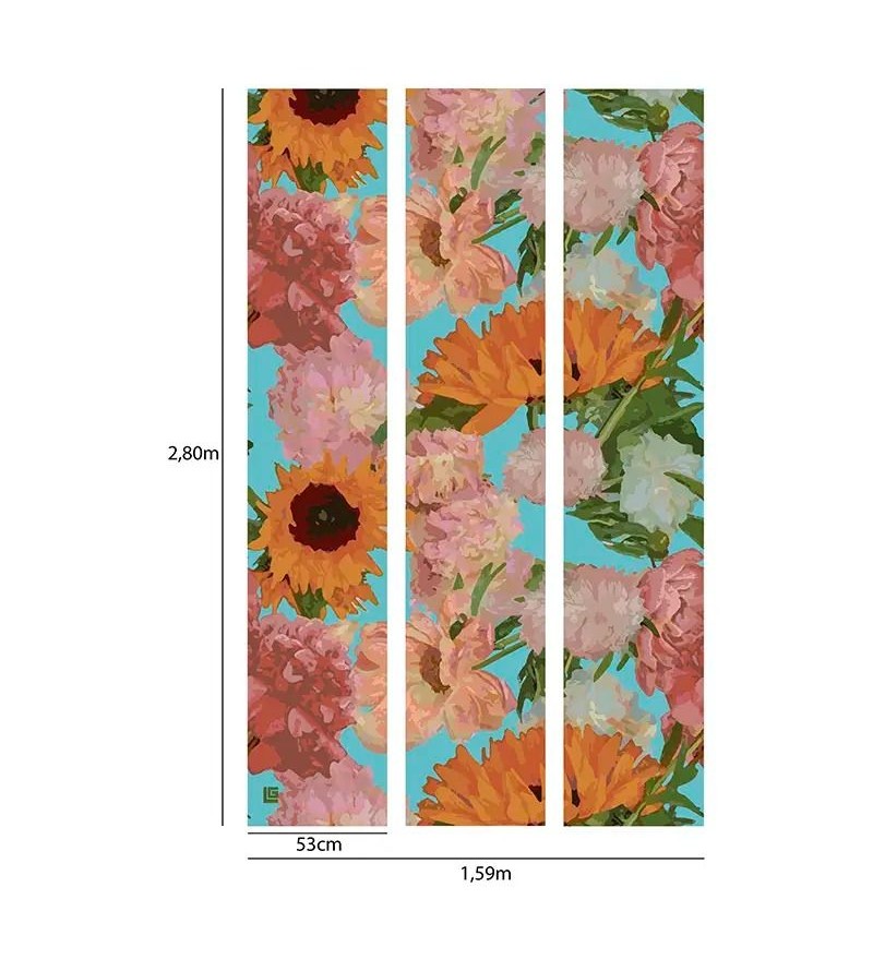 Panoramique Flowers 3 Les  Turquoise...