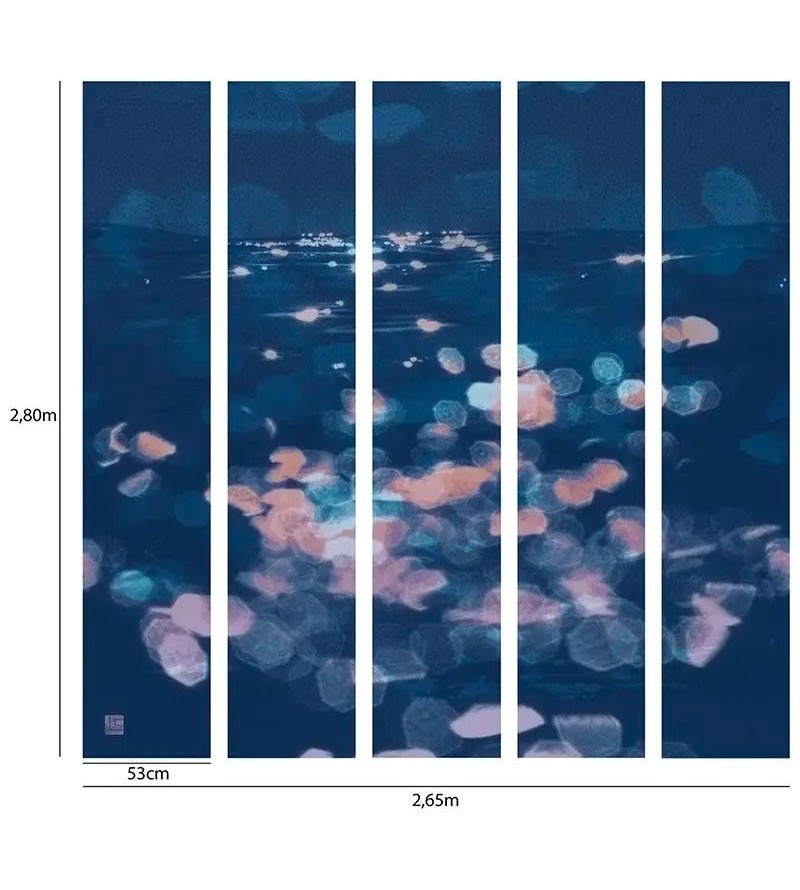 Panoramique Nympheas 5 Les Bleu,Mauve...