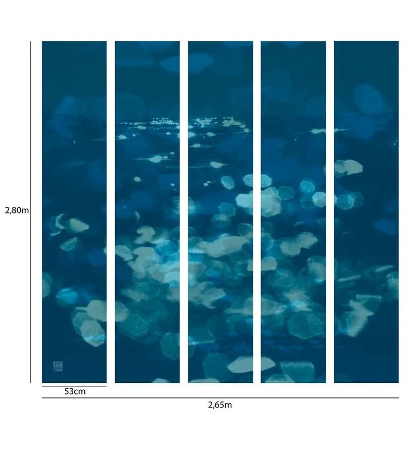 Panoramique Nympheas 5 Les Bleu, Aqua...
