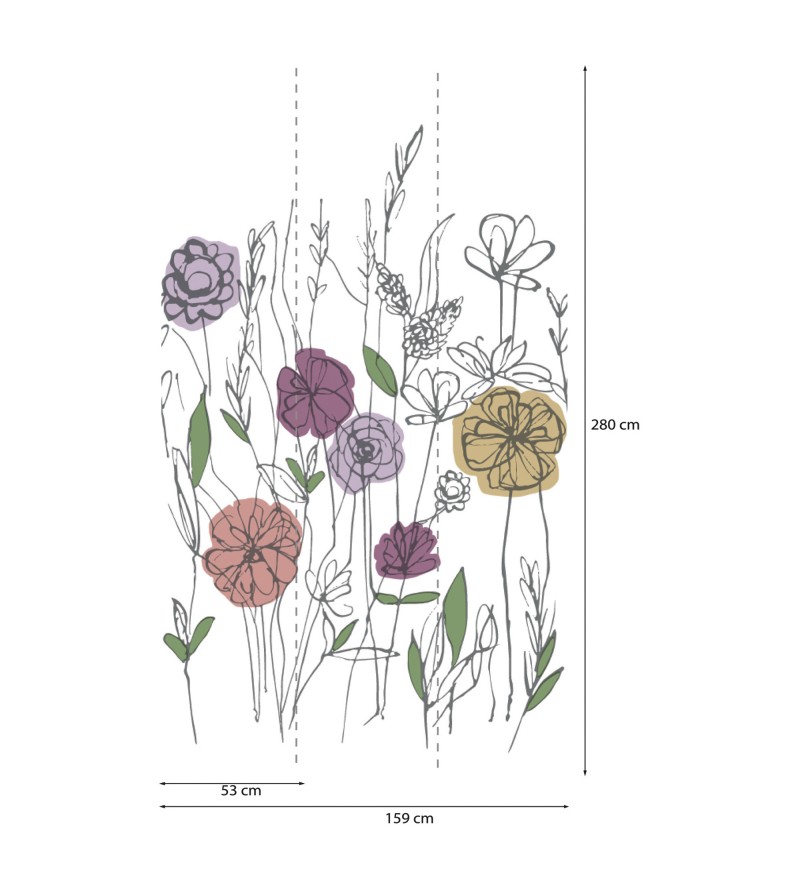 Panoramique Graphic Flowers  3 Les...
