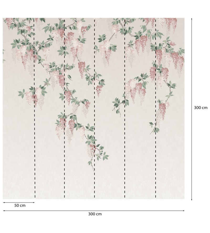 Wisteria Mural, Panoramique Rose...